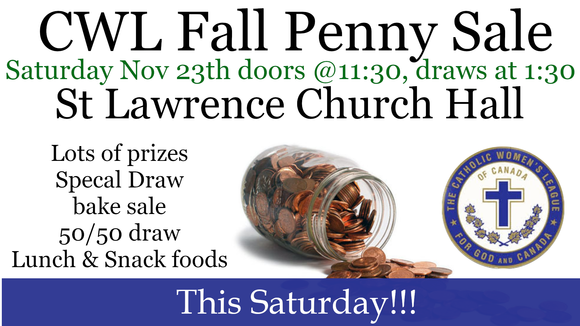 CWL Fall Penny Sale St. Lawrence the Martyr Parish Hamilton
